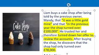 How to apply misrepresentation Liam cupcake scenario [upl. by Ledoux]