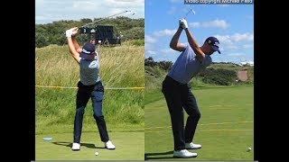 Justin Thomas golf swing  Long Iron faceon amp downtheline July 2017 [upl. by Arihas195]