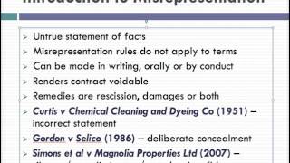 Misrepresentation Lecture 1 of 4 [upl. by Anegroeg]